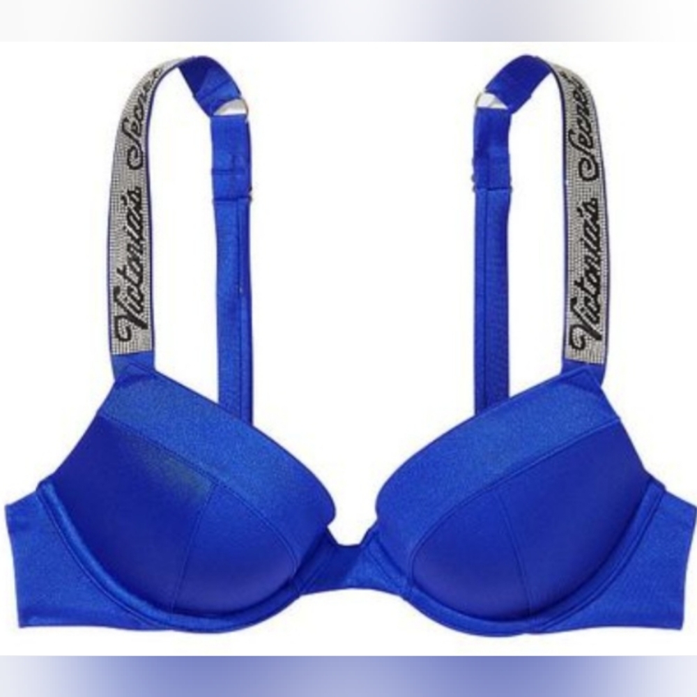 Victoria's Secret Electric Blue Bikini Top with Branded Straps